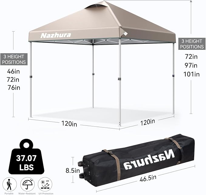 Nazhura 10' x 10' Pop Up Canopy Tent - Image 4