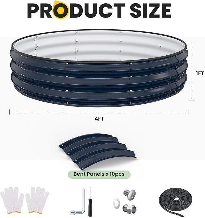 Galvanized Raised Garden Bed 4×4×1 FT, Round Metal Raised Garden Bed Outdoor - Image 5