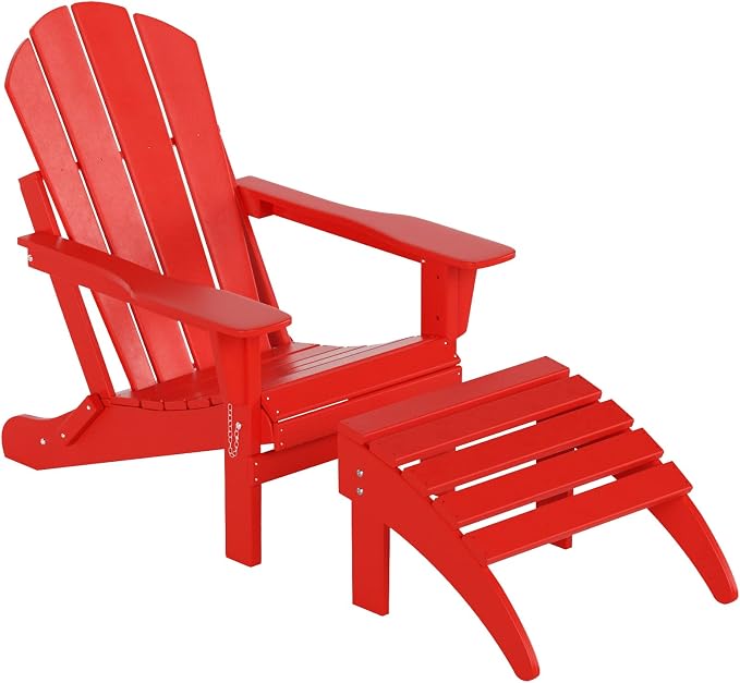 WO Home Furniture Adirondack Ottoman Outdoor Patio Footrest 13.5" Inch Folding - Image 10