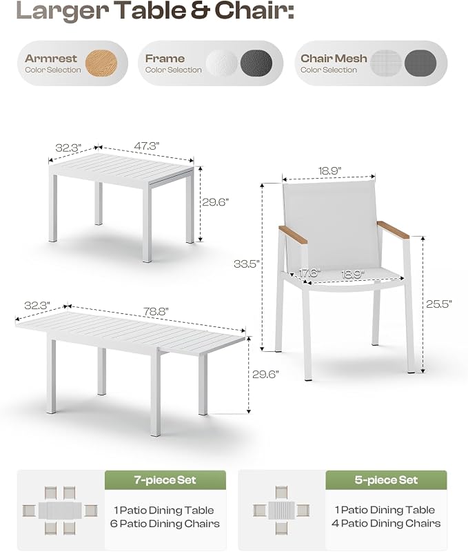 All-Aluminum Expandable Outdoor Patio Dining Table - Image 7