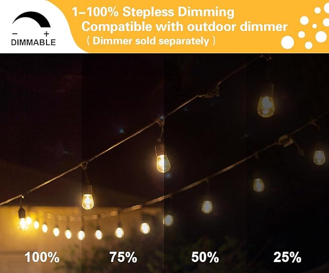 SUNTHIN 2 Pack 48FT Outdoor String Lights, Hanging Incandescent String Lights - Image 3