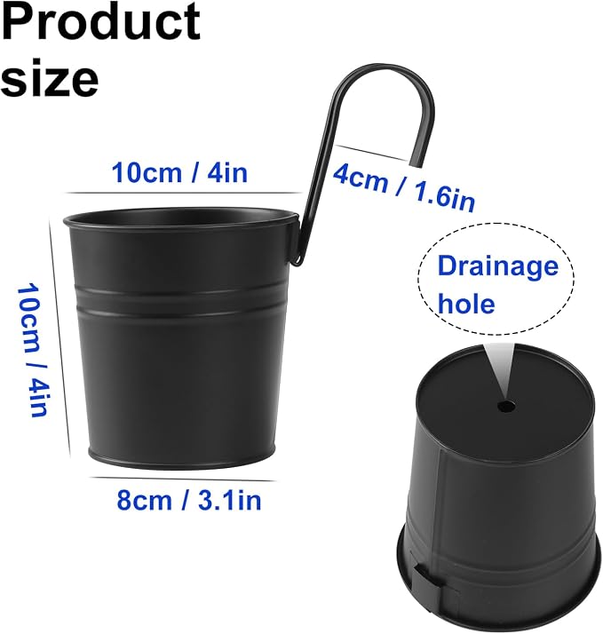 20 Pack 4 Inch Railing Hanging Planter, Metal Hanging Flower Pots, Metal - Image 2