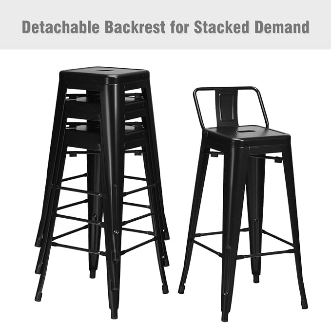 COSTWAY Metal Bar Stools Set of 4, - Image 9