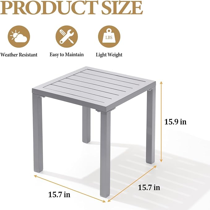 Crestlive Products Aluminum Outdoor Side Table, Pool Lounge Chair Side Table - Image 3