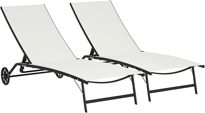 Outsunny Chaise Lounge Outdoor, 2 Piece Lounge Chair by Outsunny