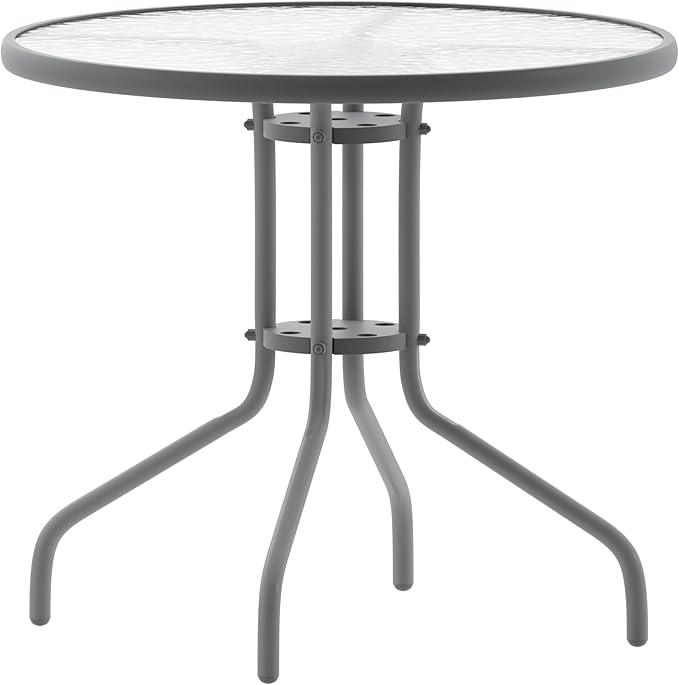 Flash Furniture Bellamy 31.5'' Round Indoor/Outdoor Tempered Glass Metal Frame by FlashFurniture