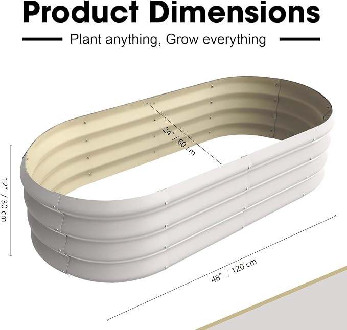 4x2x1ft Oval Galvanized Raised Garden Bed Outdoor 9-in-1 Large Metal Modular - Image 2