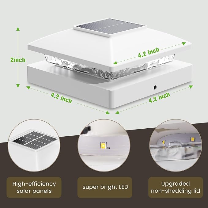 Solar Post Cap Lights Outdoor 16pack, Bright Warm White Solar Cap Light - Image 4