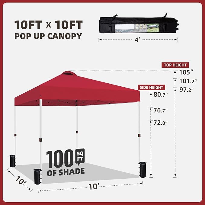 10x10 Heavy Duty Pop up Commercial Canopy Tent Instant Sun Shelter - Image 4