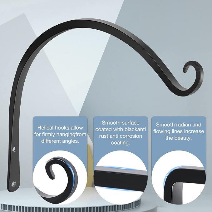 Gtongoko 2 Pack 14 Inch Plant Hangers Outdoor Metal, Plant Hooks - Image 3