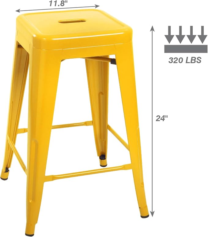 Devoko Metal Bar Stools 24" Indoor Outdoor Stackable Barstools Modern Style - Image 8