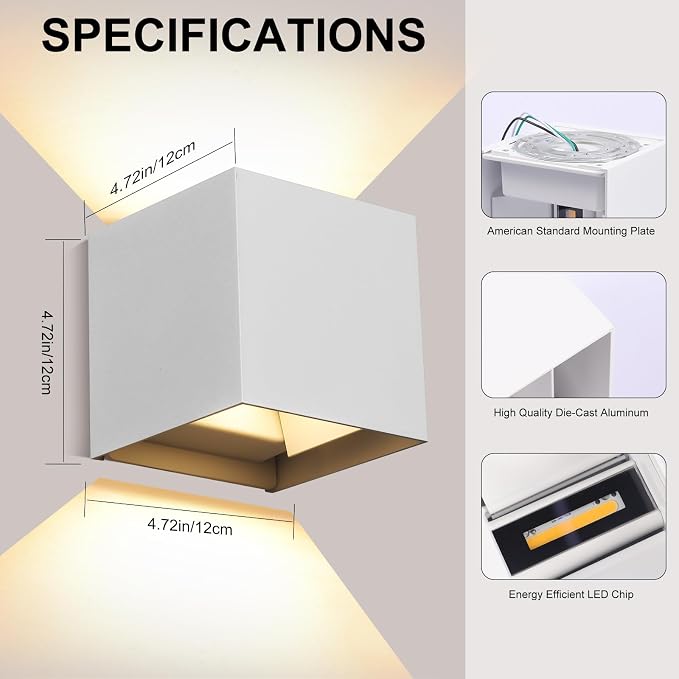 2 Pack Outdoor Wall Lights Fixture 20W, 3000K Exterior Modern Front Porch - Image 4
