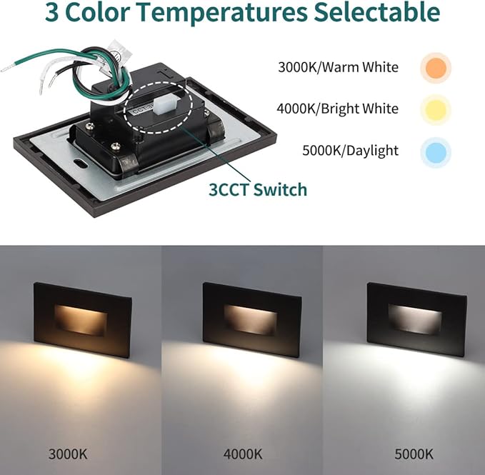 kadision 120V Dimmable LED Step Lights, 3000K/4000K/5000K Selectable, 3.5W - Image 2