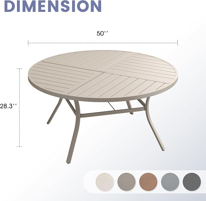 VICLLAX 50" Round Outdoor Table, Patio Dining Table - Image 3
