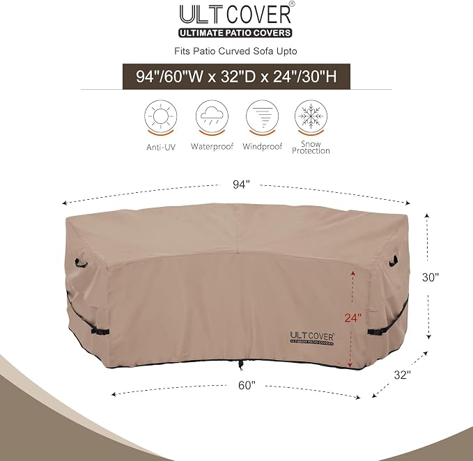 ULTCOVER Patio Curved Sofa Cover Waterproof - Image 2