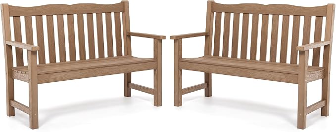Stoog Outdoor Benches Set of 2, 2-Person Poly Lumber Garden Bench by Stoog