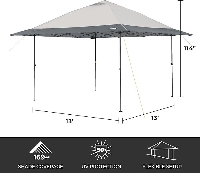 CORE 13 FT x 13 FT Instant Pop Up Canopy Tent | Portable Straight Leg Outdoor - Image 3