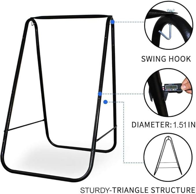 Hammock Chair with Stand, Heavy-Duty Hammock Stand with Large Indoor Swing - Image 3