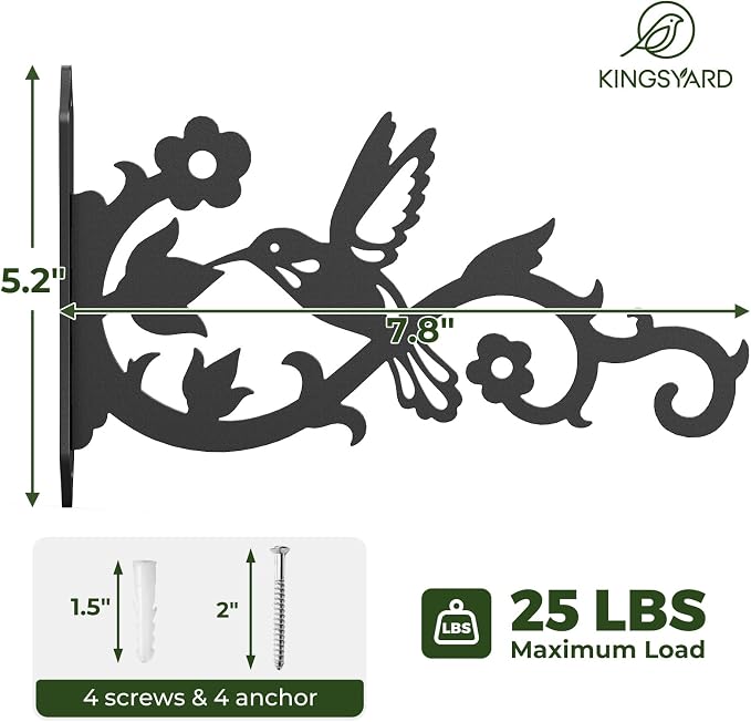 Kingsyard 2-Pack Wall Plant Hangers Outdoor Indoor, 8 Inch Heavy Duty Solid - Image 2