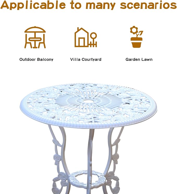 JARDIN DE CENTENNIAL Patio Bistro Set.Rust-Resistant Cast Aluminum Bistro Table - Image 2