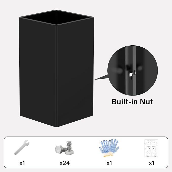 26" Tall Planters, Outdoor＆Indoor Black Planter Pots, Durable All-Weather Use - Image 3