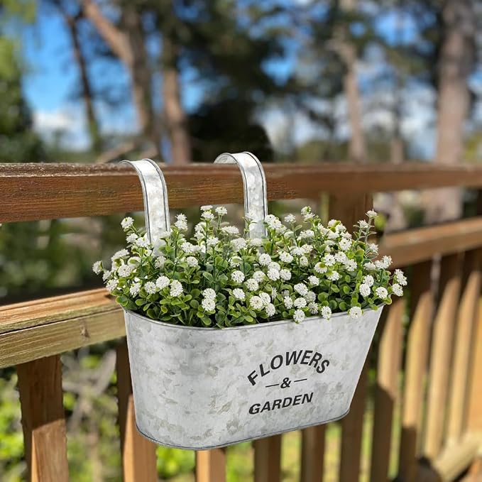Briful 10'' Hanging Planter Outdoor 5PCS Metal Railing Planter - Image 3