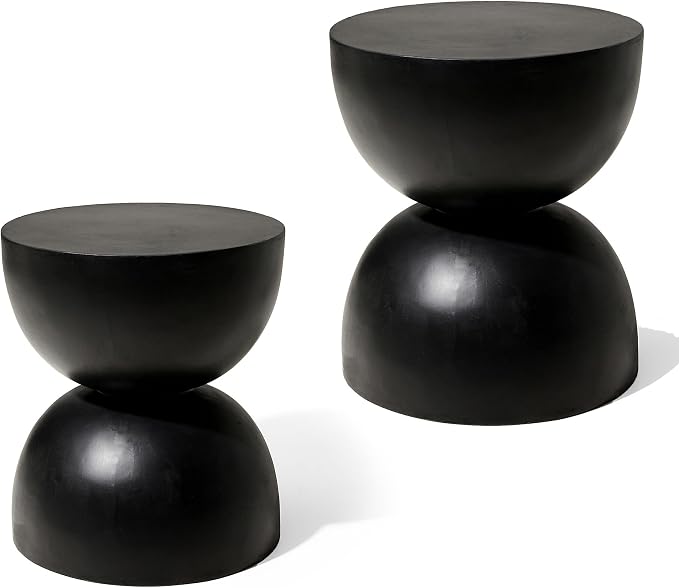 Glitzhome Outdoor Side Tables Set of 2, Heavy Duty Patio Sturdy Faux Terrazzo by Glitzhome