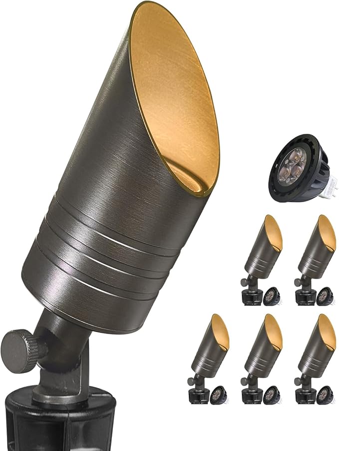 MALORY Brass Outdoor Spot Lights, 12V AC/DC Low Voltage LED Landscape Lighting by MALORY