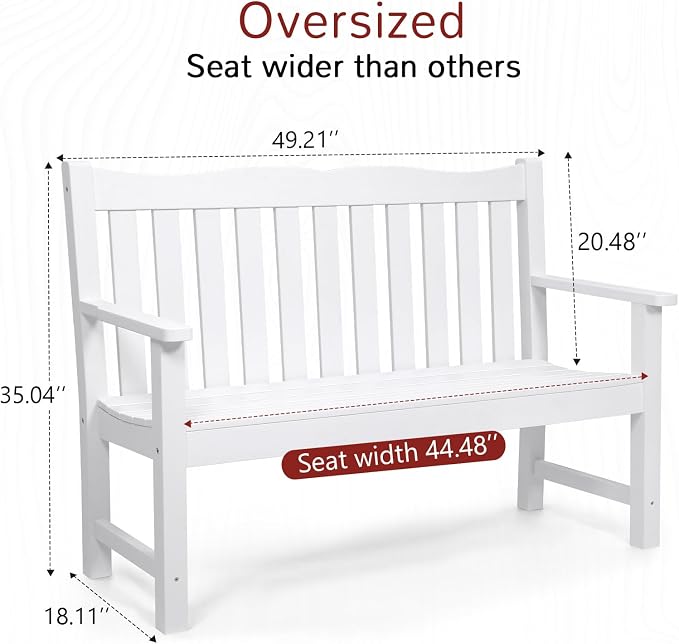 Stoog 3-Piece All-Weather Outdoor Bench & Chairs Set, Include 2 Garden Chairs - Image 2