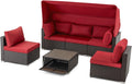 HOMREST 6 Pieces Patio Furniture Sets, Rattan Daybed by HOMREST