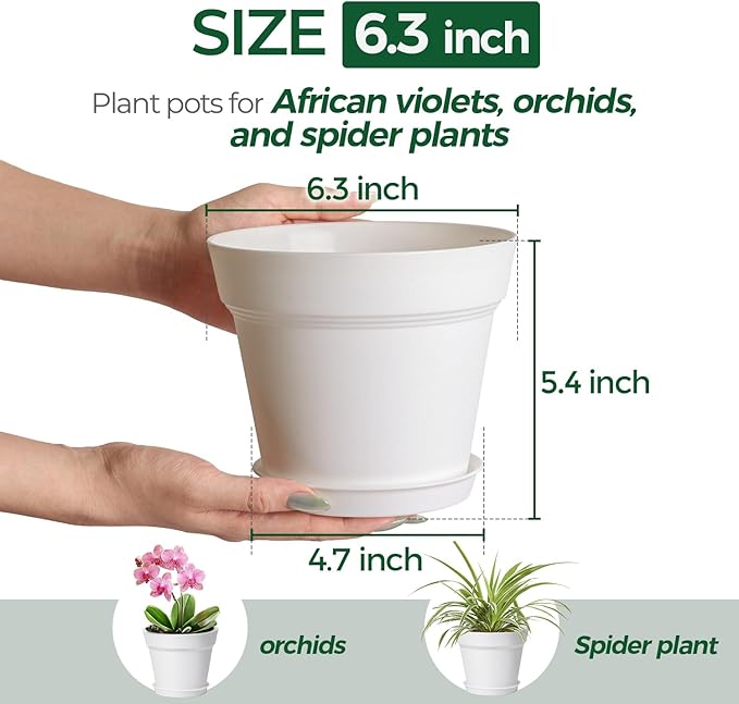 T4U 6 Inch Plant Pot 8-Pack, Plastic Planter - Image 2