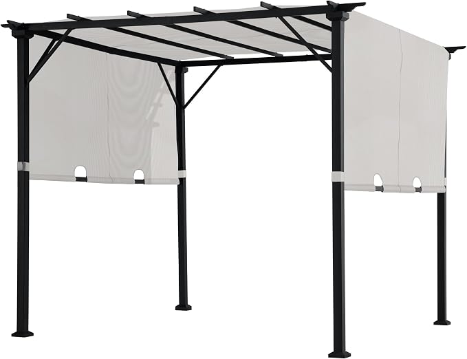 Sunjoy 9 x 9 ft. Pergola, Outdoor Patio Matte Black Steel Classic Frame Pergola - Image 8