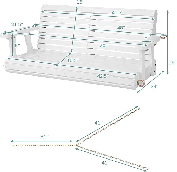 Giantex Wooden Porch Swing 2 Seat - Image 4