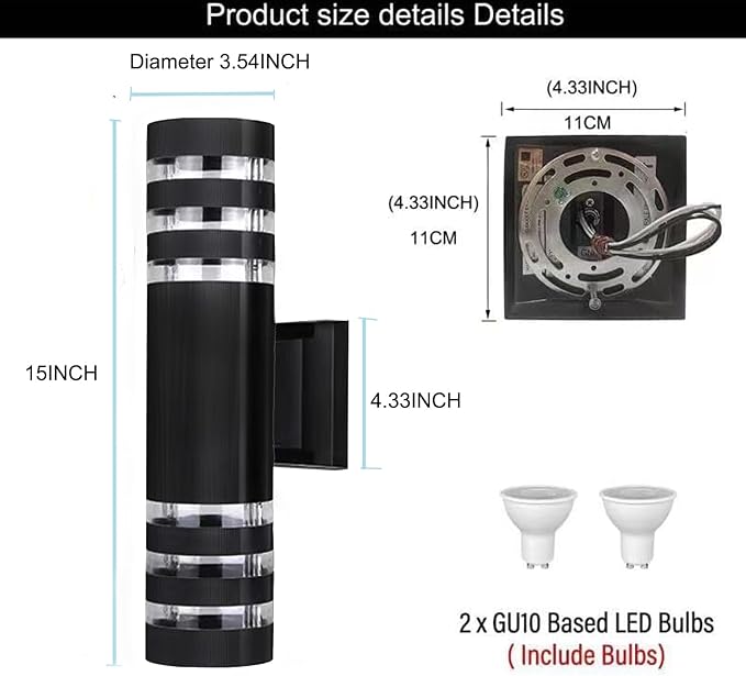 6Pack 15inch LED Cylinder Up & Down Wall Lights, 18W Modern Outdoor Wall Light - Image 6