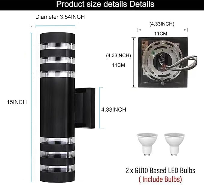 4Pack 15inch LED Cylinder Up & Down Wall Lights, 18W Modern Outdoor Wall Light - Image 6