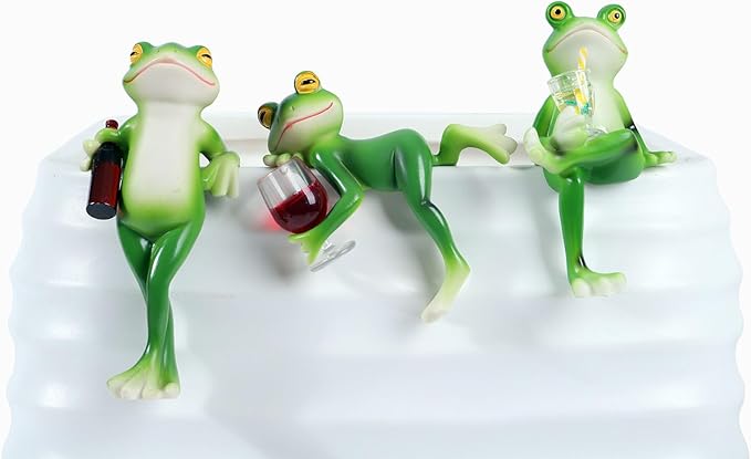 3 PCS Tipsy Frog Statues Pot Hugger Decorations - Image 4
