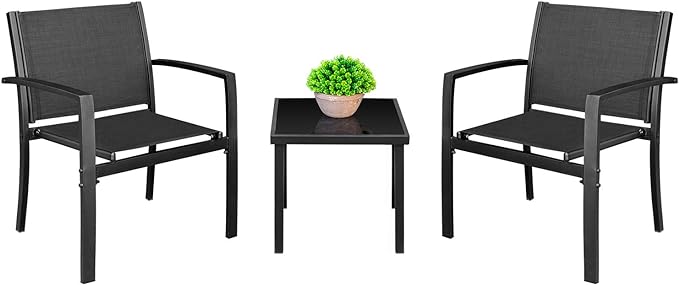 Homall 3 Pieces Patio Furniture Set Outdoor Patio Conversation Textilene Bistro by Homall