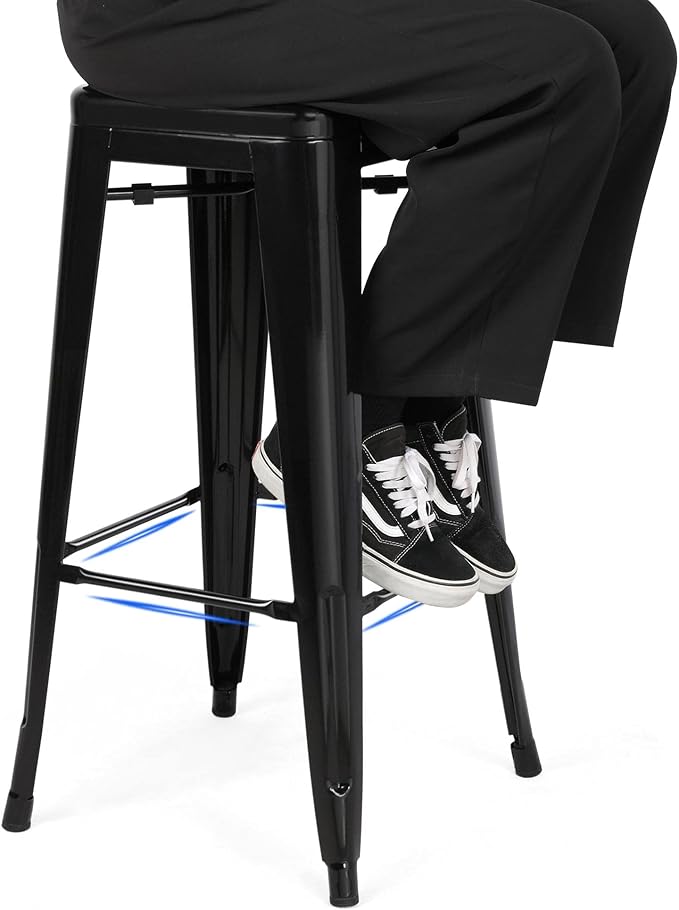Yaheetech 30'' Metal Bar Stools 4PCS Bar Height Barstools Stackable Bar Chairs - Image 6