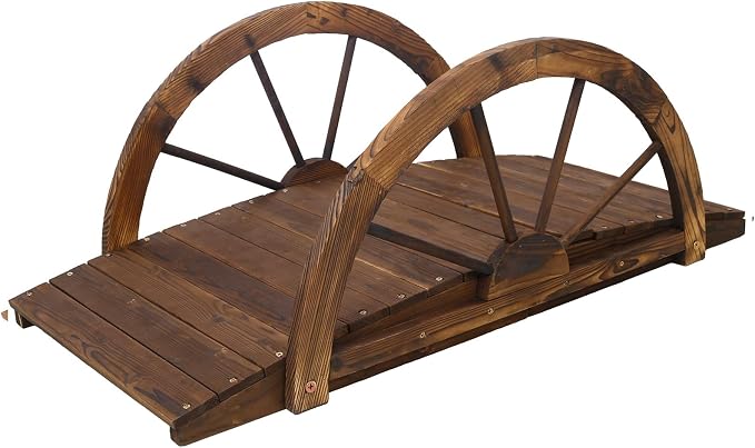 5 FT & 3.3 FT Wooden Garden Bridge, Stained Wood Arc Footbridge by Unknown
