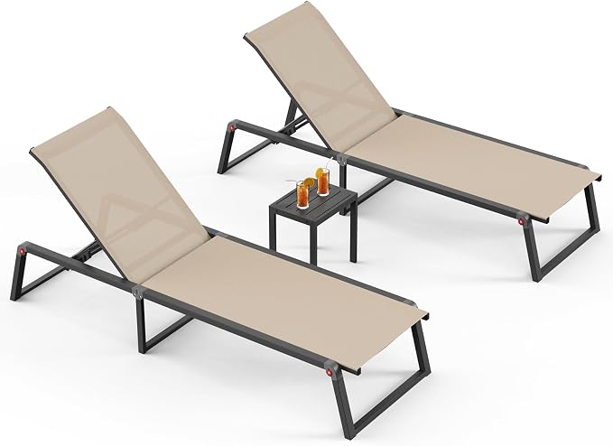 Aluminum Patio Chaise Lounge Set of 2 by Oasbira