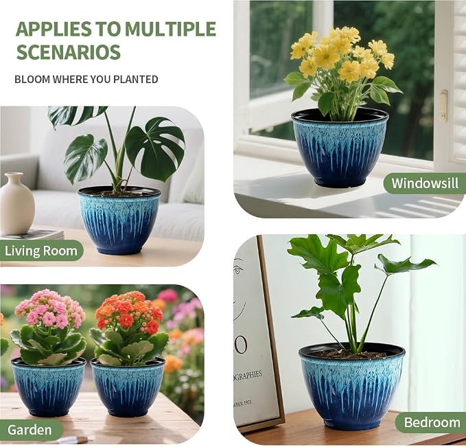Flower Pots, 8 Inch Plastic Plant Pots - Image 7
