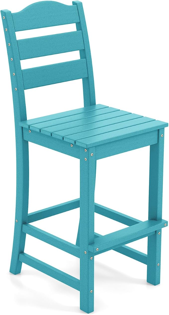 Giantex Outdoor HDPE Bar Stool, Patio Tall Bar Chair by Giantex