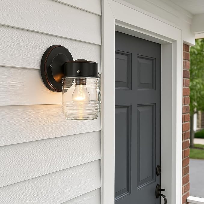 Design House 505198 Jelly Jar Classic 1-Light Indoor/Outdoor Wall Light - Image 7