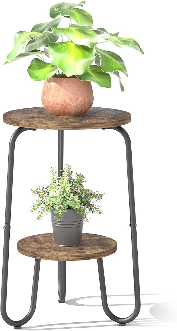 2 Tier Wood Plant Stand Indoor, Small Round Flower Pot Stand, 19.6" Tall Single - Image 9