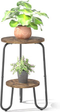 2 Tier Wood Plant Stand Indoor, Small Round Flower Pot Stand, 19.6" Tall Single by REFGY