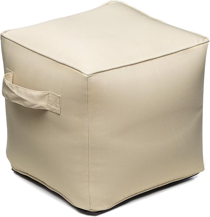 QILLOWAY Indoor/Outdoor Inflatable Stool, Ottoman Pouf Cube 16", All Weather by QILLOWAY