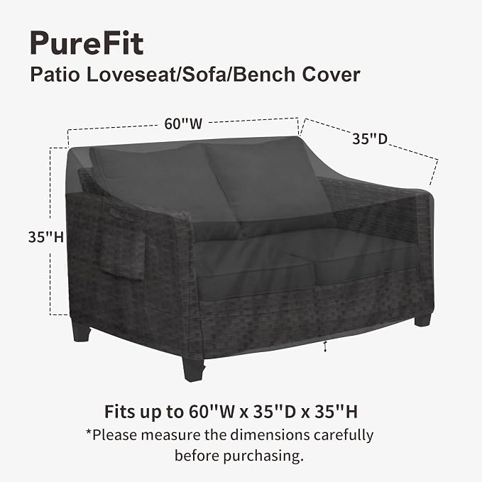PureFit Outdoor Couch Cover Waterproof Patio Sofa Furniture Covers, 2-Seater - Image 2