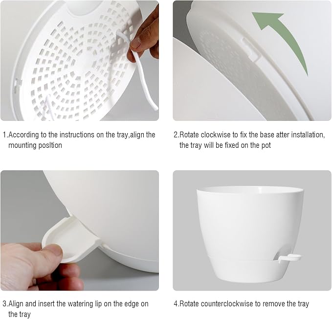 Large Self Watering Pots, 12/10/9 Plastic Planters - Image 5