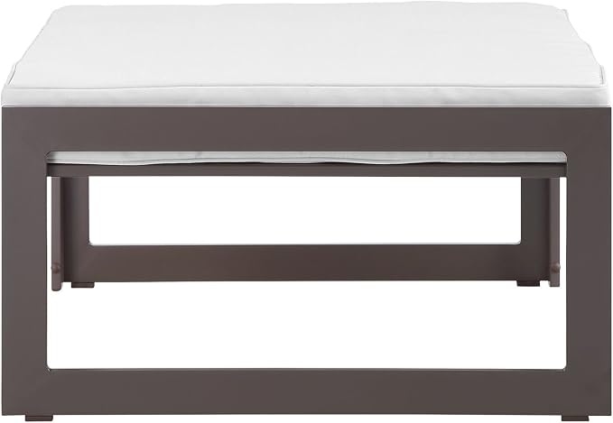 Modway Fortuna Aluminum Outdoor Patio Ottoman in Brown White - Image 2