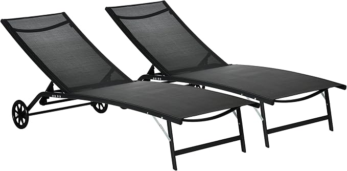 Outsunny Chaise Lounge Outdoor, 2 Piece Lounge Chair by Outsunny